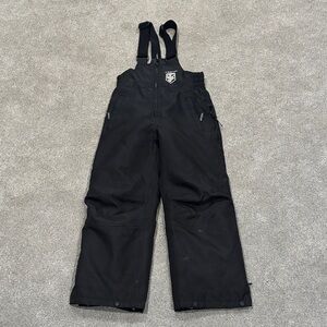 Kids Black Insulated Snow Overalls with Adjustable Straps
